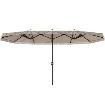 Nieuwe XXL Parasol - Stokparasol (4,5x2,65m) Crème Beige, Verzenden, Nieuw, Waterdicht, Stokparasol