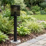 Vierkante staande buitenlamp 50CM | PC lampenkap | Zwart, Ophalen of Verzenden, Nieuw, Netvoeding, Staande lamp