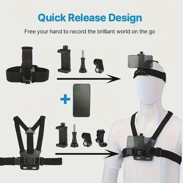 Action Camera Accessoires Kit: Hoofd- en Borstband Mount voo, Verzenden, Nieuw