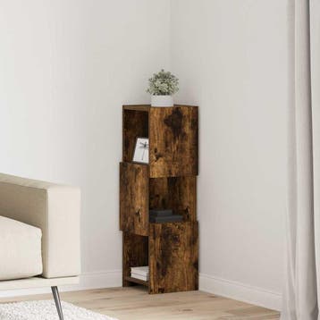 vidaXL Hoekkast 25,5x25x80cm Bewerkt hout Gerookt eiken, Verzenden, Nieuw
