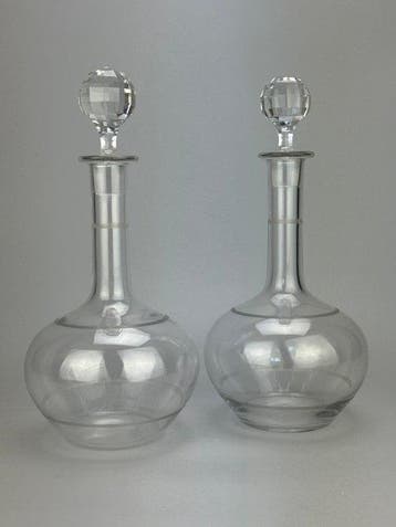 Fles (2) - Kristal, Gepolijst kristal - Decanter, Antiek en Kunst