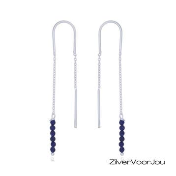 Zilveren blauwe lapis lazuli threader, Verzenden, Nieuw, Zilver