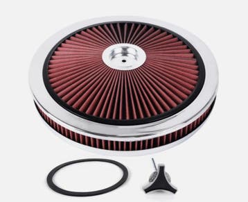 Luchtfilter 14 X 2 inch high flow chroom met rood filter, Auto-onderdelen, Ophalen of Verzenden, Nieuw