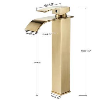 Geborsteld Gouden Wastafelkraan met Waterval – Enkele Hendel, Verzenden, Nieuw