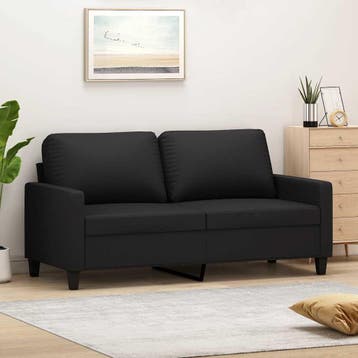 vidaXL Tweezitsbank 140 cm kunstleer zwart, Verzenden, Nieuw, Tweepersoons, Leer
