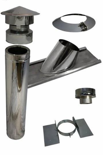 Complete dakdoorvoer-set houtkachel Ø 80/130 mm voor schu.., Ophalen of Verzenden, Nieuw