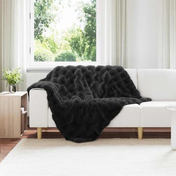 vidaXL Antislip deken van imitatie konijnenbont Olite 4 st, Verzenden, Nieuw, Zwart