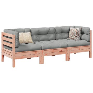 vidaXL 3-delige Loungeset met kussens massief douglas, Verzenden, Nieuw, Loungeset