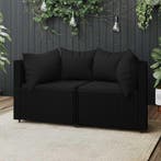 vidaXL Tuinhoekbanken met kussens 2 st poly rattan zwart, Verzenden, Nieuw
