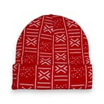 Afrikaanse Print Wintermuts / Beanie - Rood Wit Bogolan, Hobby en Vrije tijd, Stoffen en Lappen, Ophalen of Verzenden, Nieuw