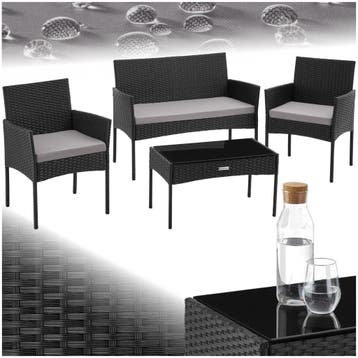 Wicker tuinset Palese voor 4 personen - zwart, Verzenden, Nieuw
