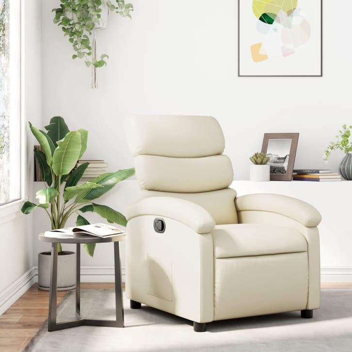 vidaXL Relaxfauteuil Crème Kunstleer, Huis en Inrichting, Fauteuils, Nieuw, Verzenden