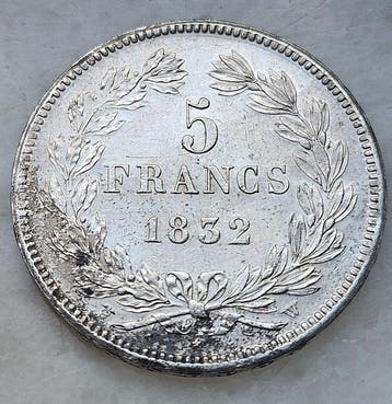 Frankrijk. Louis Philippe I. 5 Francs 1832-W, Lille (Zonder