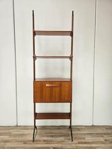 Boekenkast - Zweedse boekenkast in teak met planken en een