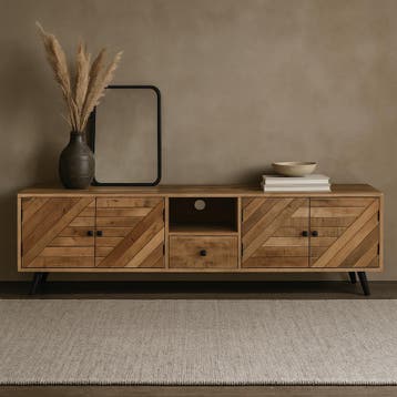 Tv-meubel Mangohout Fiona 200 cm, Verzenden, Nieuw, Overige houtsoorten, Industriële meubels