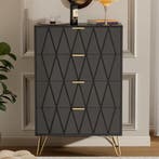 Commode - Dressoir - Ladekast - 4 Lades - Zwart - UEV, Verzenden, Zo goed als nieuw