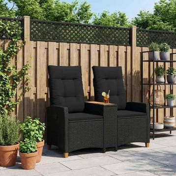 vidaXL Ligbank met tafel 2 -Seater 126 x 65 x 112 cm poly, Verzenden, Nieuw