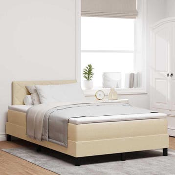 vidaXL Boxspring bed met LED-stripverlichting Crème 120 x, Verzenden, Nieuw, Twijfelaar, Crème