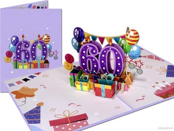 Verjaardag Jubileum 60 jaar Felicitatie pop-up wenskaart, Verzenden, Nieuw