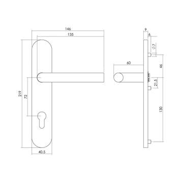 Intersteel Deurkruk Recht op schild profielcilinder 72mm -, Verzenden, Nieuw