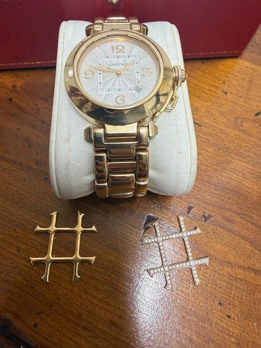 Cartier - Pasha Grille Diamond - 2399 - Unisex - 2006, Sieraden, Tassen en Uiterlijk, Horloges | Heren