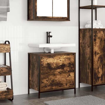 vidaXL Badkamerkast met lades 60x34,5x60 cm gerookt, Verzenden, Nieuw