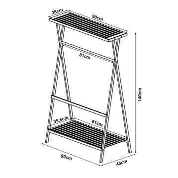 [en.casa] Bamboe kledingrek Horten 140x90x45 cm houtkleurig, Verzenden, Nieuw