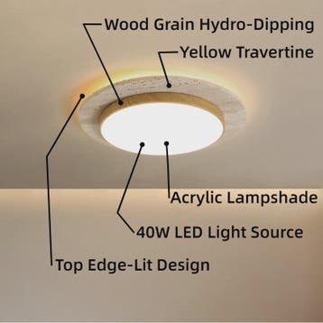 Wabi Sabi Travertin Plafondlamp 40W - Natuursteen & Houtkleu, Huis en Inrichting, Verzenden, Nieuw