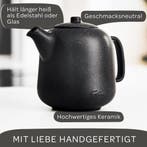 Theepot met filter - Keramiek - 1,3L - RVS - Zwart - STEINZE, Verzenden, Zo goed als nieuw