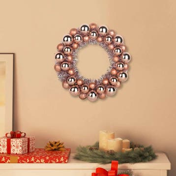 vidaXL Kerstbal Kransen 2 st Rose Gold 33 x 33 x 7 cm, Diversen, Verzenden, Nieuw