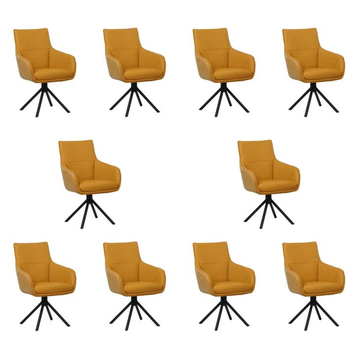 Set van 10 Leren draaibare eetkamerstoelen Fancy Duo -, Huis en Inrichting, Stoelen, Vijf, Zes of meer stoelen, Nieuw, Leer, Ophalen of Verzenden