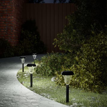 vidaXL Tuinpadverlichting 12 st solar met grondpennen wit, Verzenden, Nieuw, Kunststof, Zonne-energie