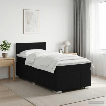 vidaXL Boxspringbed met matras met hoofdeinde Zwart 90 x 200, Eenpersoons, Verzenden, Zwart, Nieuw