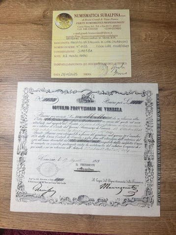 Italië. - 1.000 Lire 17/08/1849 Prestito Forzoso Governo, Postzegels en Munten, Bankbiljetten | Europa | Niet-Eurobiljetten