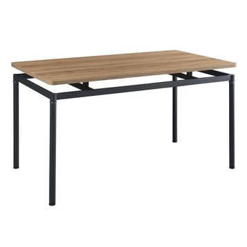 [en.casa] Eettafel Hemnes 140x80x75 cm eikenkleurig en zwart, Huis en Inrichting, Tafels | Eettafels, Verzenden, Nieuw