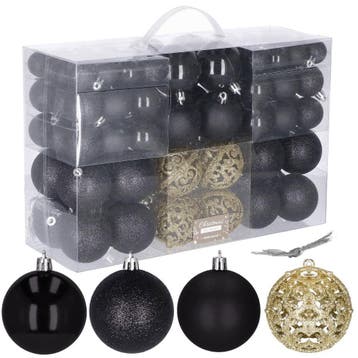 Kerstballen | 100 Stuks | Zwart Tinten/Goud, Diversen, Ophalen of Verzenden, Nieuw
