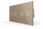Livolo Touch Schakelaar 2+2 | Goud | Puls | Modern |, Doe-het-zelf en Verbouw, Elektra en Kabels, Ophalen of Verzenden, Nieuw