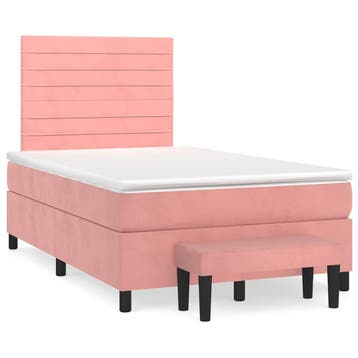 vidaXL Boxspring met matras fluweel roze 120x190 cm, Verzenden, Nieuw, 190 cm of minder, Twijfelaar