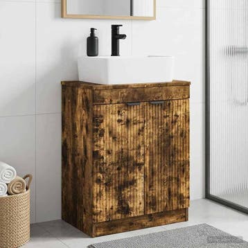 vidaXL Badkamermeubel met Wasbak Gerookt eiken 54 x 35 x 83, Verzenden, Nieuw