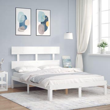 vidaXL Bedframe zonder matras massief grenenhout wit 120x200, Verzenden, Wit, Nieuw, Twijfelaar