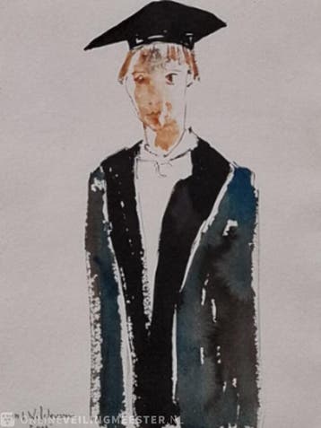Aquarel, Maya Wildevuur (1944-2023), Hoogleraar, 2005, Nieuw