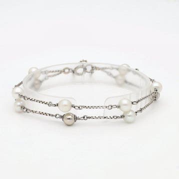 Armband - 18 karaat Witgoud Parel, Nieuw