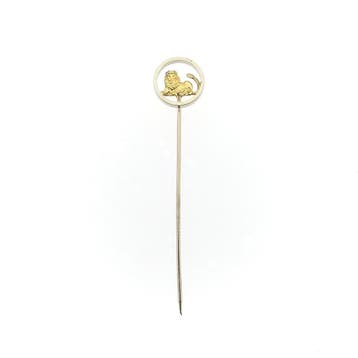 Bicolor gouden reversspeld met ING leeuw, Ophalen of Verzenden, Gebruikt, Goud, Goud