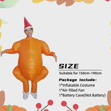 Opblaasbaar Kalkoen Kostuum met Kerstmuts - Grappig Jumpsuit