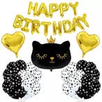 Taart topper Happy Birthday Cat zwart, Verzenden, Nieuw