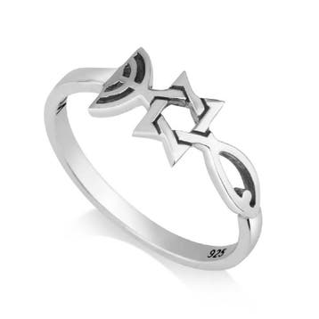 Zilveren Ring van Marina uit Israel, 1,5 mm breed met he..., Nieuw