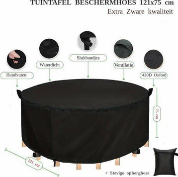 Tafelhoes 121 x 65 cm Rond Zwart, Ophalen of Verzenden, Nieuw