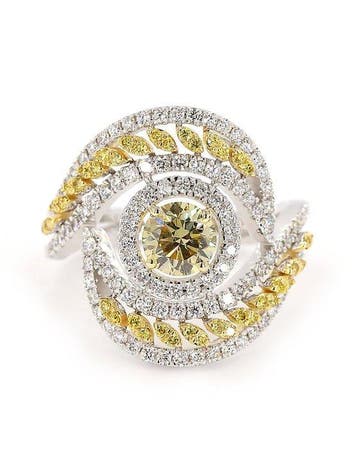 Statement ring - 18 karaat Witgoud - 1.45ct. tw. Geel