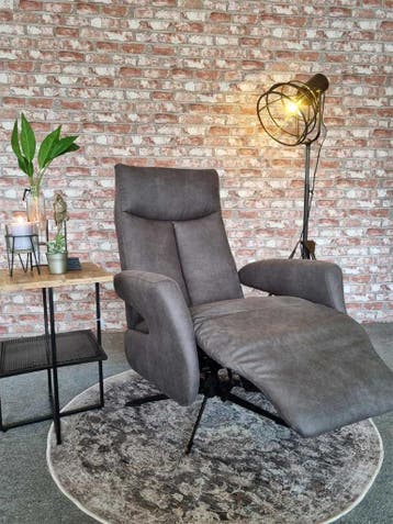 Relaxfauteuil Borculo elektrisch microvezelstof antraciet, Verzenden, Nieuw, 75 tot 100 cm, Modern, stijlvol, tijdloos
