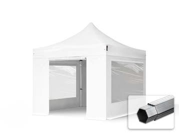 Partytent 3×3 m wit easy-up huren – €95 p/dag, Zo goed als nieuw